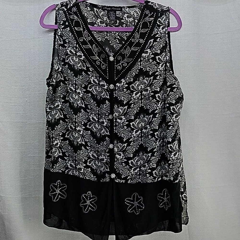Simply Irresistible Sleeveless Dark Floral Paisley Gautzy Career Top Size XL